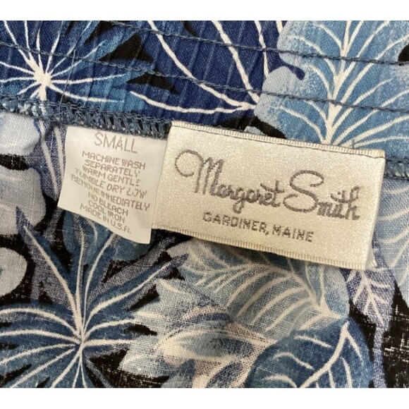 Vintage Margaret Smith Women's Size S Blue Floral Elastic Waist A-Line Skirt - Picture 7 of 8